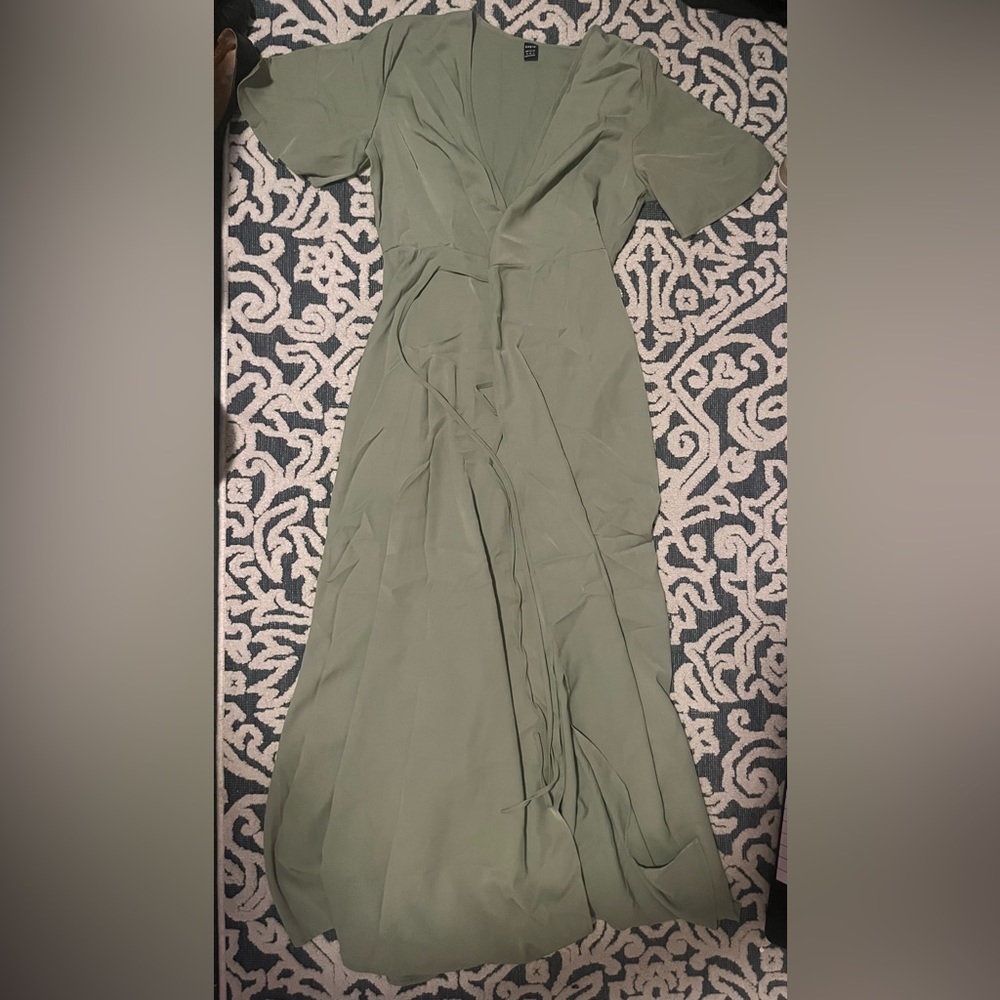 Green flowy wrap dress